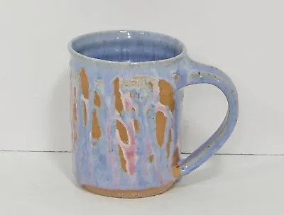 $24.90 • Buy Pottery Hand Made Wheel Thrown Coffee Mug Blue Pink Drip Glaze W/Initials EUC