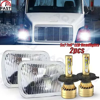 Pair 7x6'' 5x7  LED Headlights Hi/Lo For Freightliner FL50 FL60 FL70 FL80 MT45 • $102.89