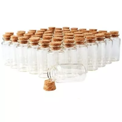 £9.79 • Buy 50Pcs DIY Clear Glass Bottles With Cork Stoppers Mini Small Glass Jars Vials