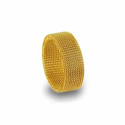 Men&Women's 18K Gold Filled Forever Love Flexible Mesh Band Ring Size 6-12 J241 • $16.99