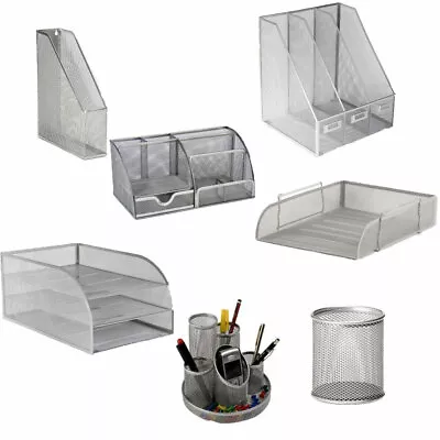 £6.99 • Buy Osco Mesh Silver Desk Organiser, Pencil Pot, Magazine Rack Or Tray
