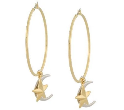 $0.99 • Buy QVC Paula Abdul's Moon & Star Bold Hoop Changeable Earrings $40