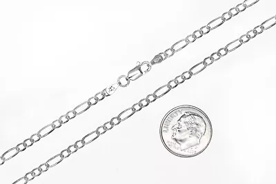 ITALY 925 SOLID Sterling Silver Diamond-Cut FIGARO Chain Necklace Or Bracelet • $10.30