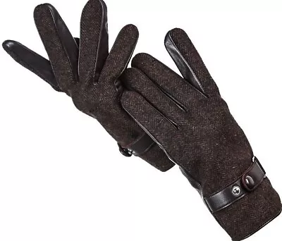 Men Winter Leather Gloves Warm Windproof Riding Outdoor Mittens Wrist Solid Wear • $44.19