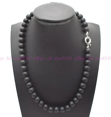Mens Beads Necklace Matte Black Onyx Gemstone Healing Stone Chakra 18-36 AAA • $13.66