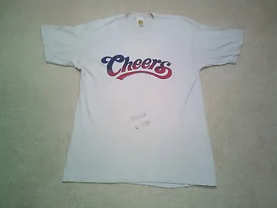 Vintage Cheers T Shirt Mens Large Gray Velva Sheen Single Stitch 80s Original • $45.89