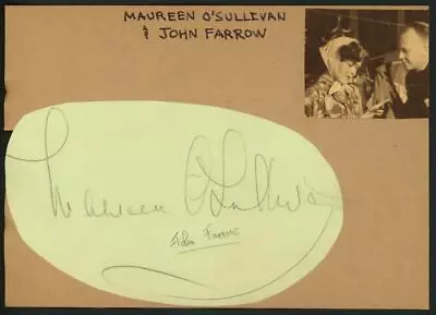 MAUREEN O'SULLIVAN And JOHN FARROW Autograph Cuts On Page | Signed - BAS Cert! • $59.99