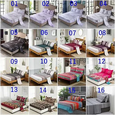 $36 • Buy Floral Boho Fully Fitted Flat/Fitted Sheet Set Bed Pillowcase Queen King Size AU