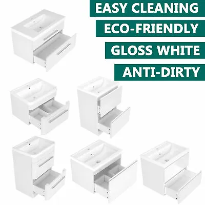 Bathroom Vanity Cabinet Basin Unit Sink Storage Freestanding White 600/900mm  • $368