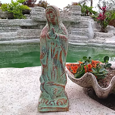 Virgin Of Guadalupe Mexican Clay Pottery Sculpture Terracotta Garden Statue Lg • $125