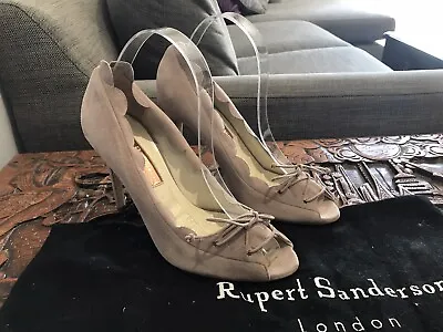 £30 • Buy New Rupert Sanderson Womens Peep Toe High Heel Shoes UK Size 4.5 In Taupe Suede