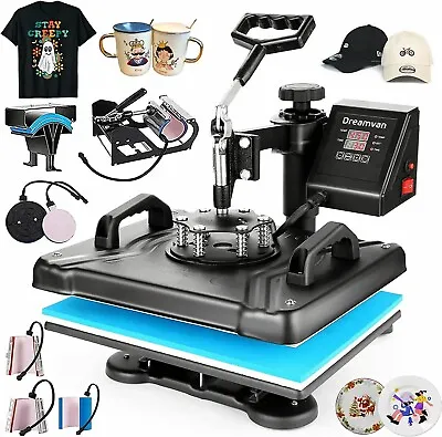 8 In 1 Digital Heat Press Machine Sublimation For T-Shirt/Mug/Plate Hat Printer！ • $249.89