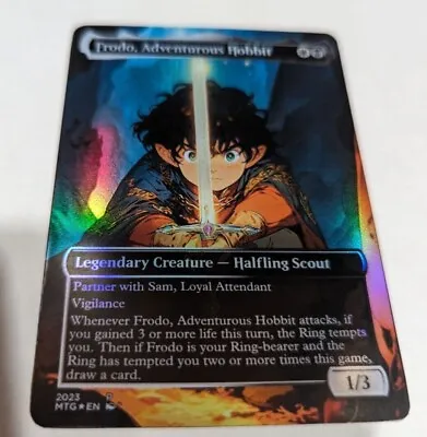 Frodo Adventurous Hobbit Custom Foil Sticker On MTG Bulk LOTR Commander • $6.79