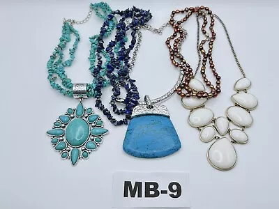 Lot Of Big Statement Necklaces Turquoise Lapis Lazuli Beads • $10