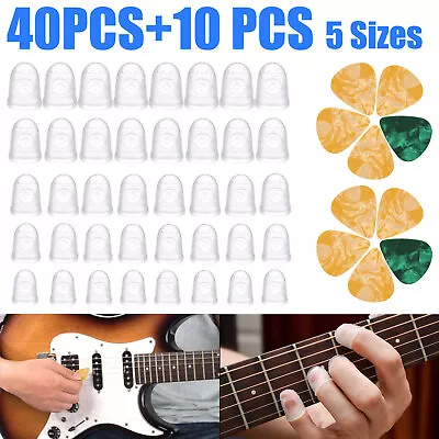 50in1 Guitar Silicone Finger Protector Picks Kit Fingertip Protection Covers Cap • $8.98