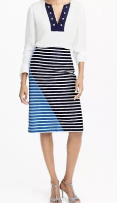 J. Crew Colorblock Striped Skirt Size 4 E7384 Navy • $27.60