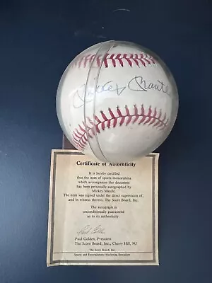 Mickey Mantle Autographed Baseball With COA Score Board Inc. • $800
