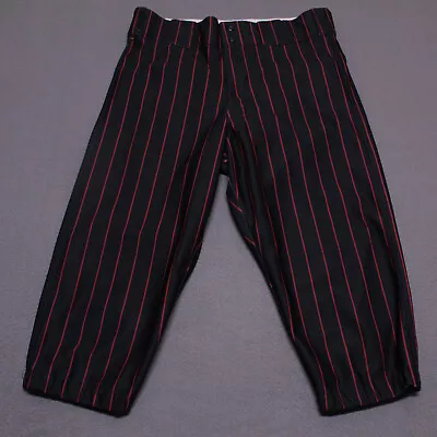 VINTAGE Nike Pants Mens 34 Black Red Gold Striped Capri Stretch Performance • $27.33