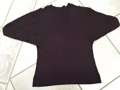 M & S Limited Collection Plum Brown Short V Sleeves Jumper Size  8 50% Wool • £5