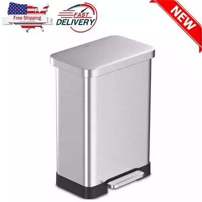 Trash Can 20 Gallon Stainless Steel Step On Kitchen Garbage Bin Trash Can Silver • $60.90