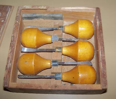 Vintage Miller Falls 5 Piece Wood Chisel Carving Tool Set No 107 Box • $34.99