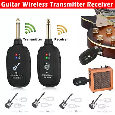 50M A8 UHF Wireless System Electric Guitar Pickup Audio Transmitter Receiver • £14.89