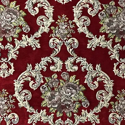 Vintage Damask Chenille Velvet Fabric 54  Wide Upholstery Craft - Sold By Yard • $49.99