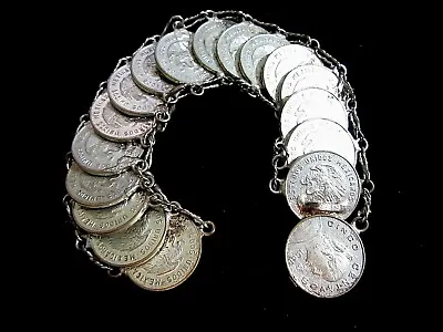 Cinco Centavo 1960s Coin Bracelet Chunky  Stylish Vintage Mexico • $65