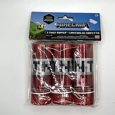 $15.95 • Buy Minecraft TNT 3 Twist Popper  Confetti Foil Streamers Stickers