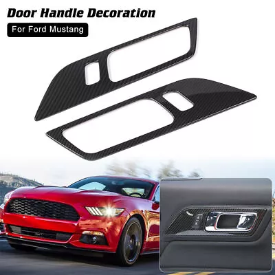 Carbon Fiber Inner Car Door Handle Frame Trim Cover For Ford Mustang 2015-23 ABS • $30.99