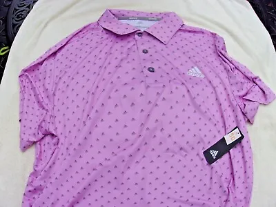 NWT Adidas Golf Polo Men's L XL Pink Polyester Blend Adidas Logos $65 • $34.99