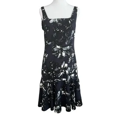 ALICE + OLIVIA Black White Grey Floral Sleeveless Dress Square Neck • $42