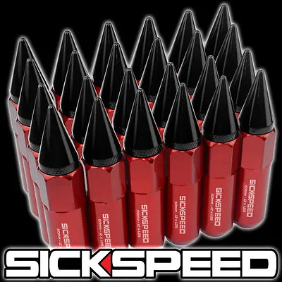 Sickspeed 24 Pc Red/black Spiked Aluminum Lug Nuts For Wheels/rims 12x1.5 L18 • $63.94