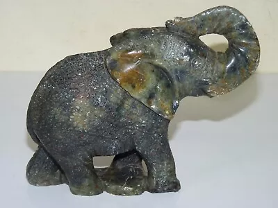 Heavy Green Marble Stone Elephant Vintage Carved Figure 6.5  X 5  • £42.99