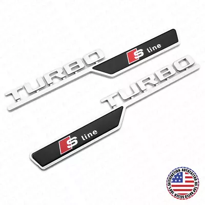 Set Audi Sport S Line Turbo Fender Badge Marker Logo Emblem Decor Gift Limited • $19.99