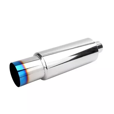 2.5  Inlet 4  Outlet Blue Burnt Exhaust Tip Stainless Steel Universal 18.6  L • $39.99