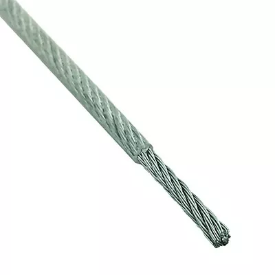 3-4 Mm Clear PVC Galvanised Wire Rope Cable - Washing Lines Gym Wire Cable • £2.50