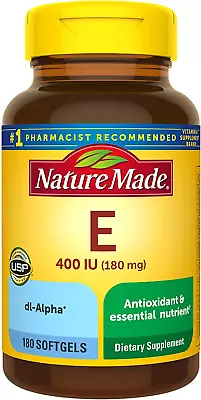 Vitamin E 180 Mg (400 IU) Dl-Alpha Dietary Supplement For Antioxidant Support  • $18.66