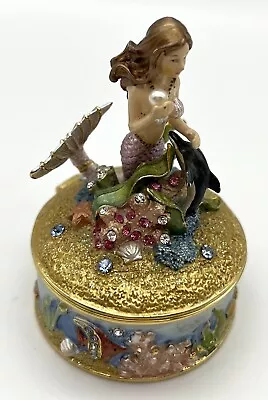 Mermaid W/ Dolphin Enamel Hinged Trinket Box • $29.99