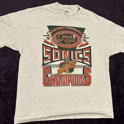 Vintage 1996 Seattle Sonics Western Conference Champions NBA Finals T Shirt Xl • $64.99