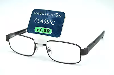 Magnivision LORENZO GUN 54/18-140 Gunmetal Gray Rectangle Reading Glasses +1.50 • $12.99