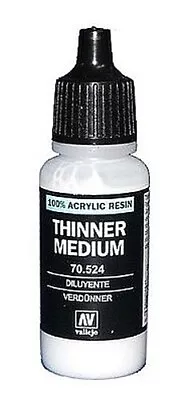 Vallejo THINNER MEDIUM 17ml - Hobby And Model Acrylic Paint - #70524 • $3.06