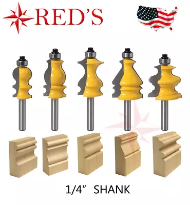 REDS Y80806-4 - 5 Piece Decorative Molding Router Bit  SET 1/4  Shank • $39.99