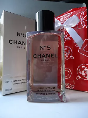 CHANEL No5 Lt Ed Christmas Giftwrap Intense Bath Oil HUGE 400ml Glass Bottle New • £369