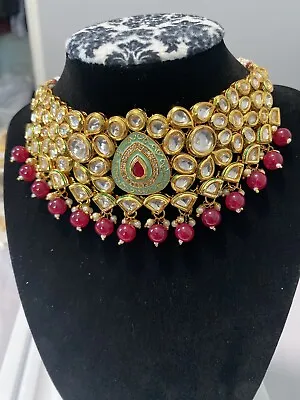 Indian Pakistani Kundan Set Necklace With Earrings • $90