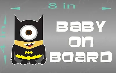 MINION BATMAN Baby On Board Vinyl Decal Bumper Sticker Vehicle Window Graphic • $2.99