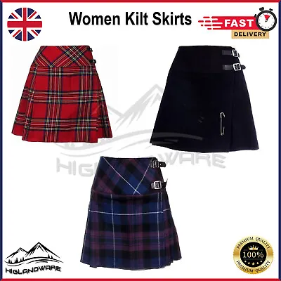 £16.85 • Buy Scottish Ladies Mini Skirt Various Tartans Acrylic Wool Kilt Pin 16' Long Women