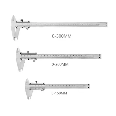 Vernier Caliper 150/200/300mm Gauge Ruler Carbon Steel Micrometer Measuring Tool • £9.49