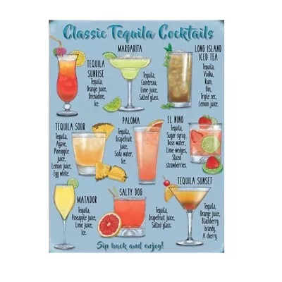 Tequila Classic Cocktail Menu Recipe Metal Wall Sign Plaque Home Man Cave Wine • £4.99