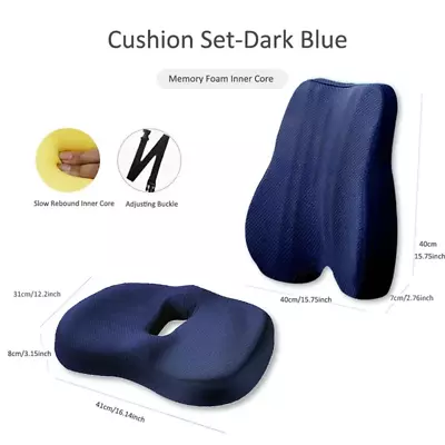 Memory Foam Seat Cushion Back Support Orthopaedic Relief Lumbar Pad Chair Car • £25.52